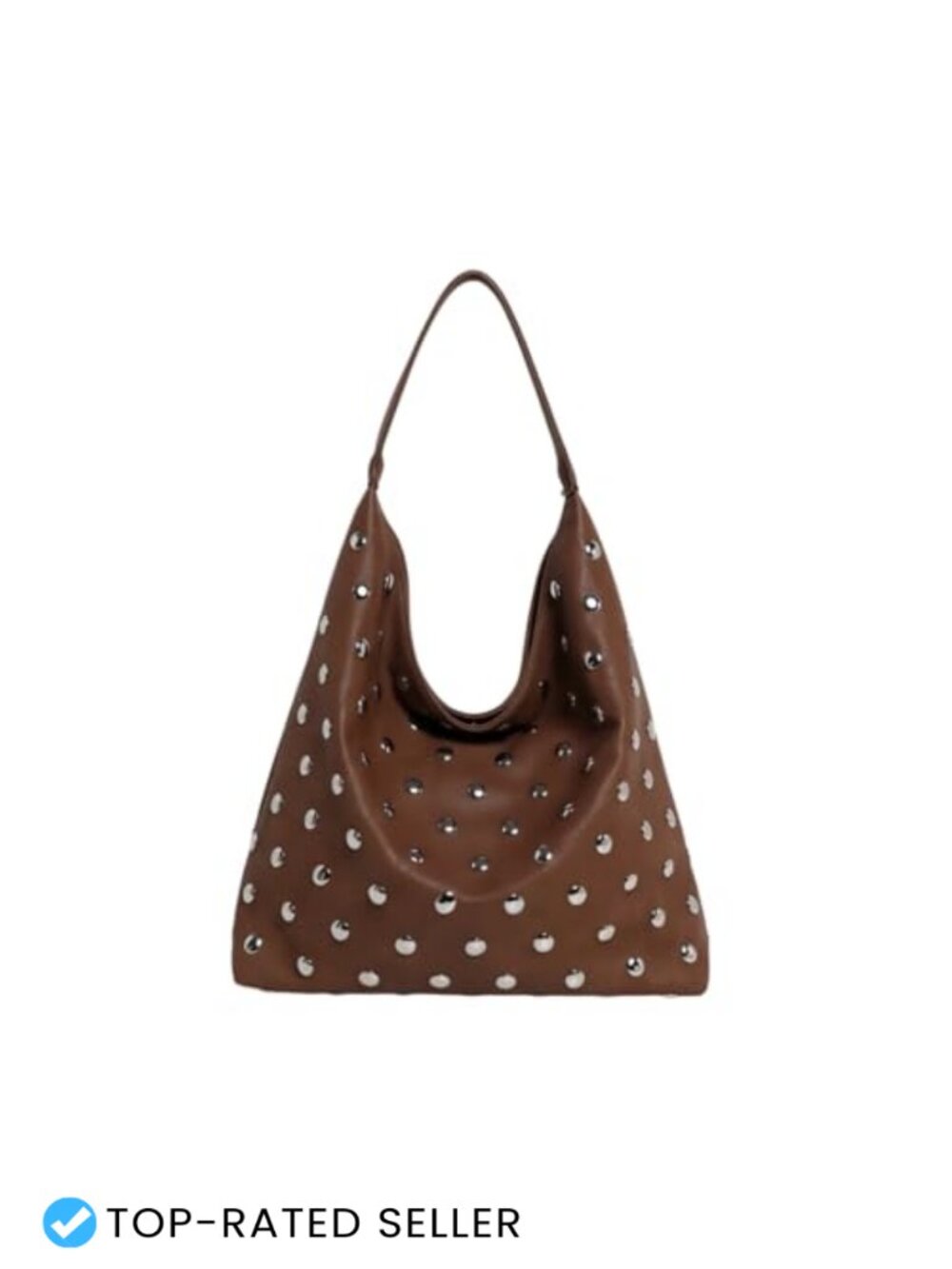 Vegan Leather Studded Hobo Bag Y2K Slouchy Punk Shoulder Purse